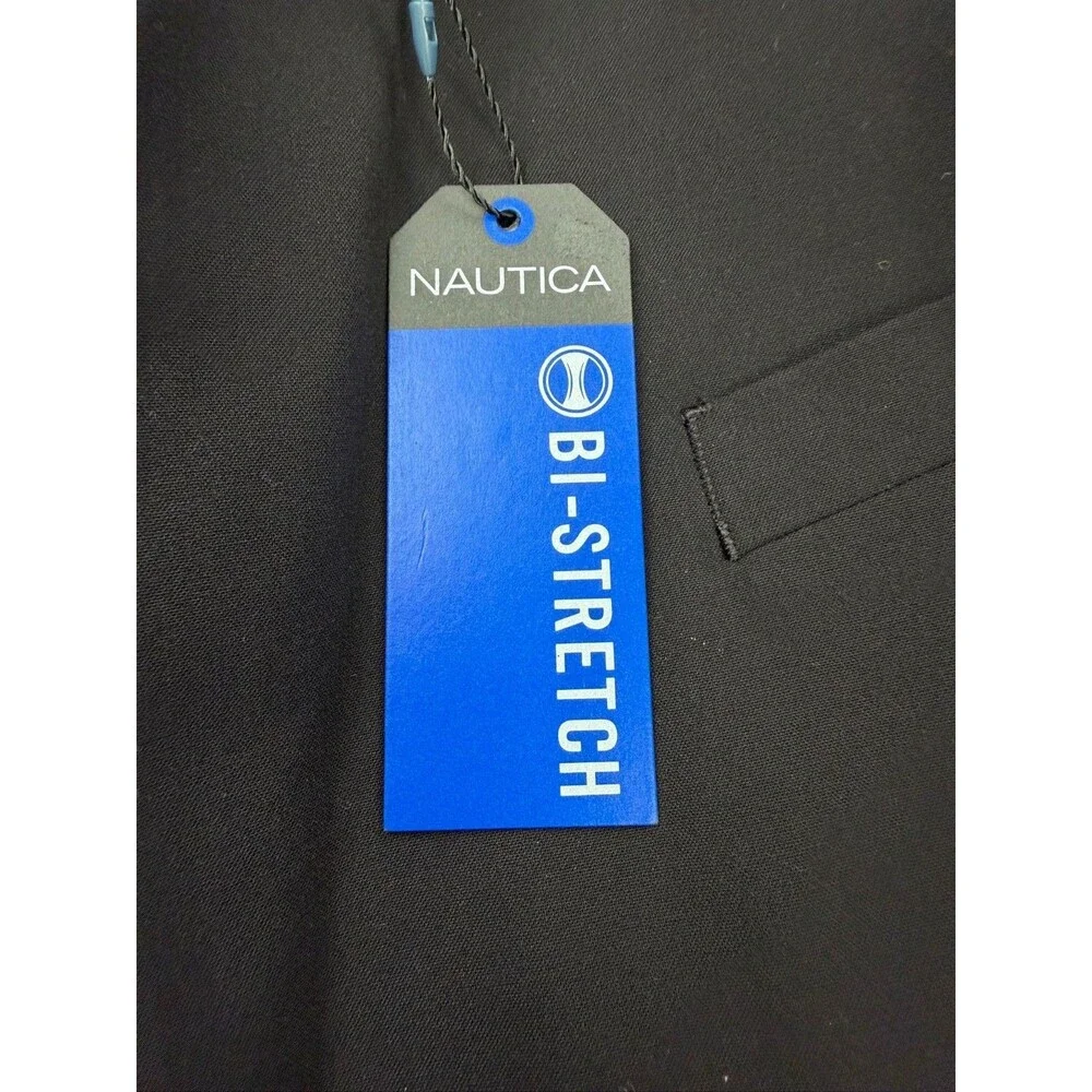$395 NEW NAUTICA Mens 48R Solid Black Stretch 2 Piece Suit W/ Dress Pants 42x32